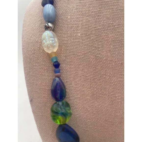 Colorful Multicolor Beaded Necklace Toggle Clasp Stones & Faux Rocks - Picture 4 of 5